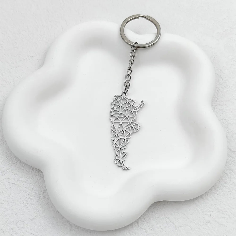 Argentina Charms Keychain Map Pendants Ankh Cross Keyring Jewelry Gift Eye Key Holder Chain Ring For Men Bag Car