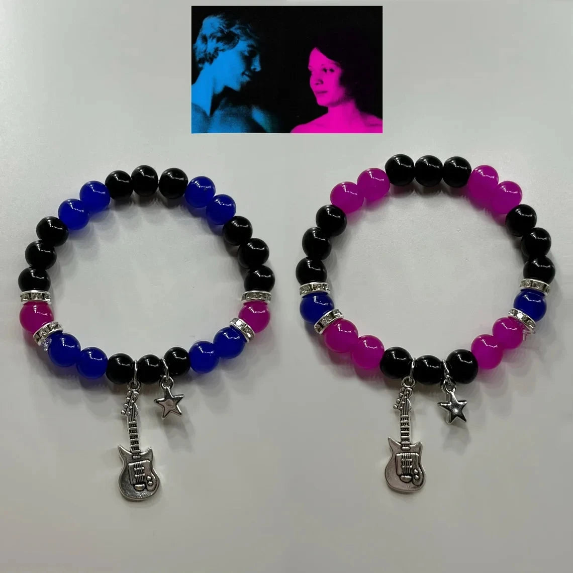 2Set Elastic Beads Love Magnetic Attraction Couple Bracelet Tv Girl Matching Bracelets Who Really Cares Album Inspired Bracelets