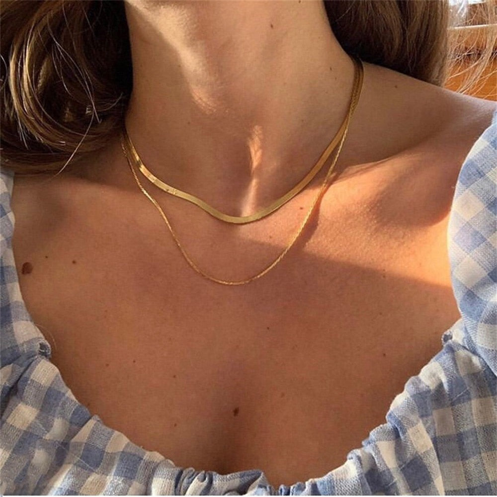 Chains Choker Necklace Women Gold Color Necklace Chain Necklaces For Women Pendant Layered Necklace Chokers Jewelry