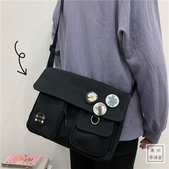 Women Canvas Messenger Bag Youth Ladies Fashion Shoulder Bag Student Large Capacity Female Crossbody Bags Woman Packet