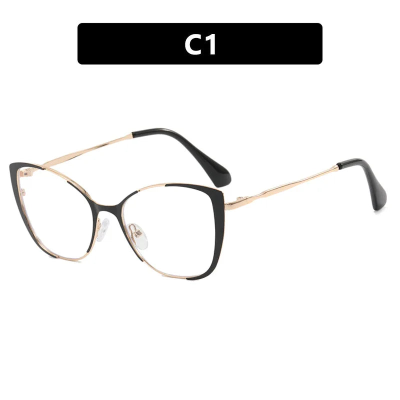 Fashion Women Anti Light Blue Cat Eye Glasses Frame Retro Hight Quality Luxury Optical Computer Reading Eyeglasses