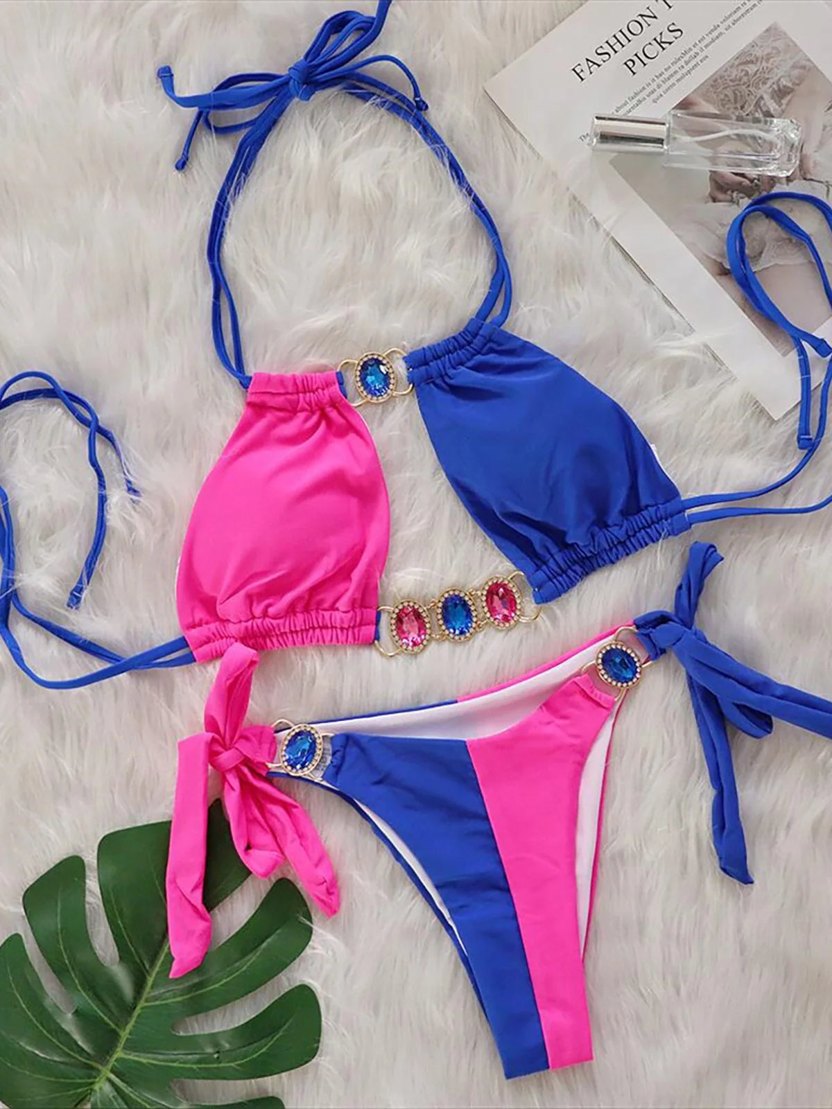 8 Colors Diamond Rhinestones Splicing Bikini Women Swimwear Female Swimsuit Two-pieces Bikini set Bather Bathing Suit Swim V5132