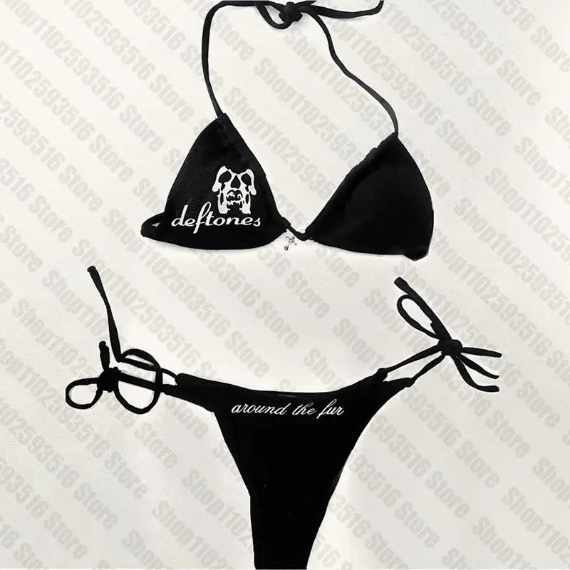 Sexy Women Summer Swimwear Bikini Set Bra Tie Side G String Thong