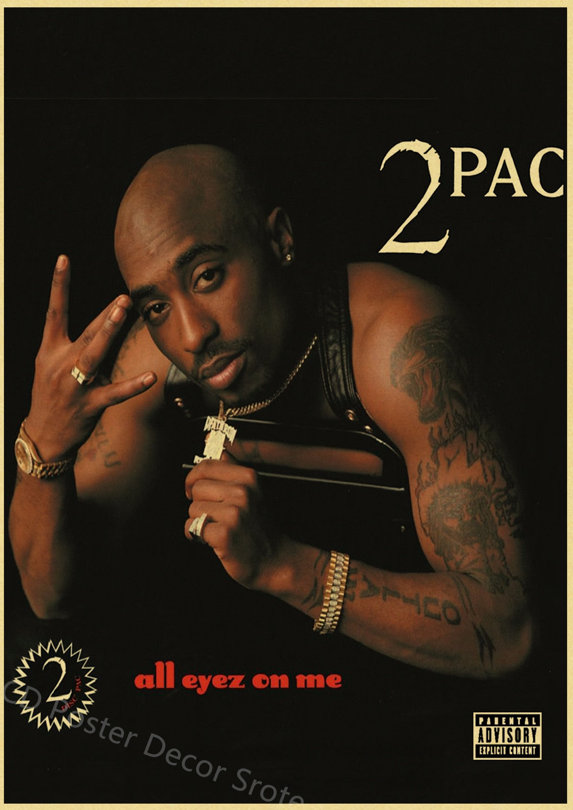 Hip Hop Singer Tupac Retro Poster Kraft Paper 2PAC Prints Posters Vintage Home Room Bar Cafe Decor Aesthetic Art Wall Paintings