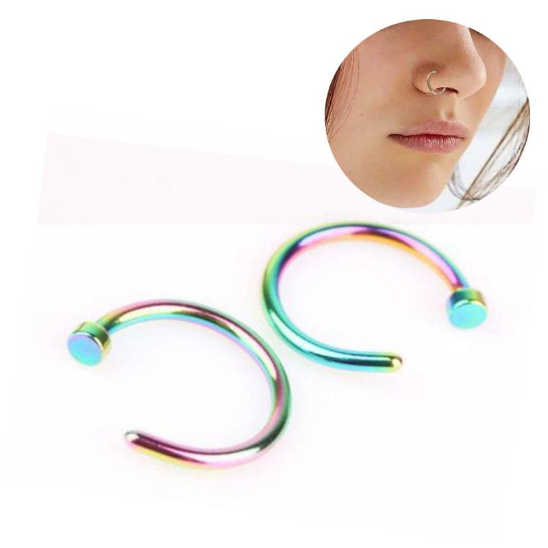 2Pc Stainless Steel Fake Nose Ring C Shape Septum Nose Piercing Lip Rings Ear Cartilage Piercing Women Body Jewelry Wholesale