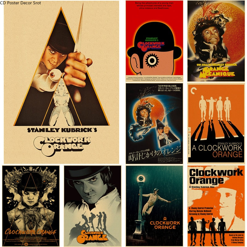 Klassischer Film A Clockwork Orange Poster Krimi Kraftpapier Poster Vintage Room Bar Kino Dekor Ästhetische Kunst Wandmalerei