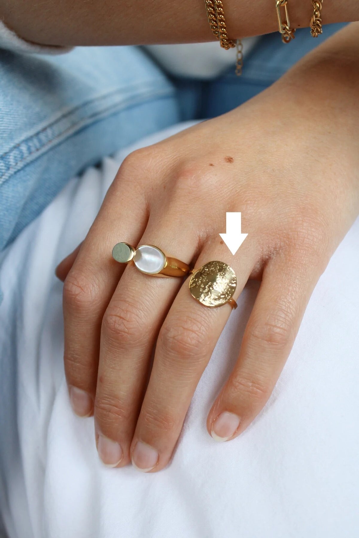 Geometr-Ring aus Edelstahl mit minimalistischer Textur, Metall mit 18 K PVD-Beschichtung, offener Fingerring, Schmuck, Bague Acier Inoxidable, Neu