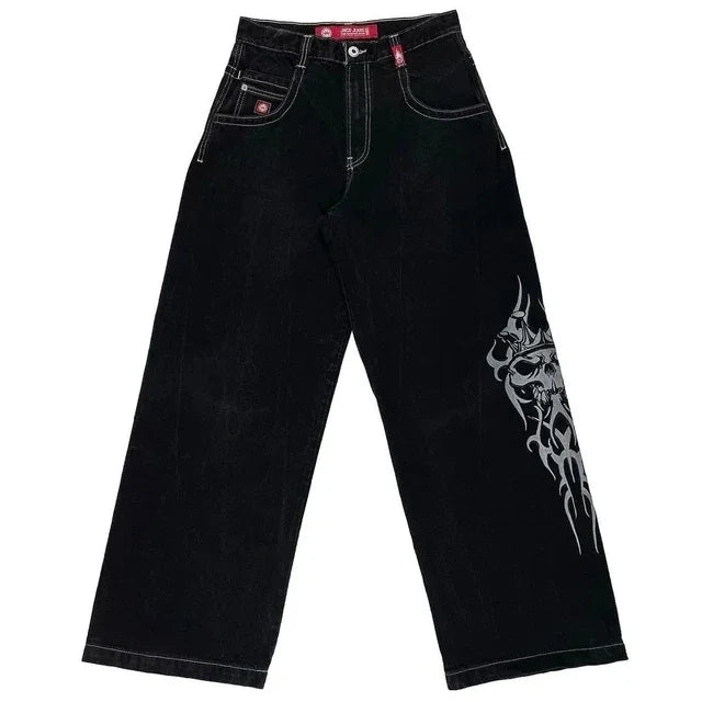 JNCO Baggy Jeans Hip Hop Rock Embroidery Pattern Men Women 2023 New Fashion Streetwear Retro Harajuku High Waist Wide Leg Jeans