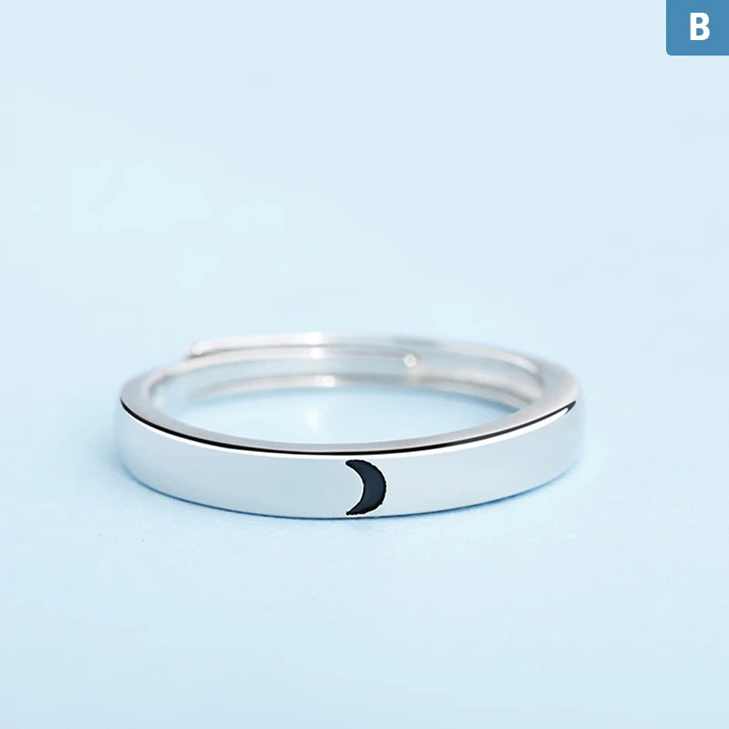 Fashion Opening Ring Adjustable Sun Moon Couple Rings For Wedding Anniversary Finger Ring Jewelry Gift