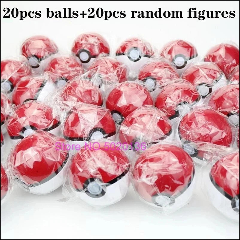 20 Pcs / Lot Pokemon Pokballs Action Toy Figures 7 Cm Balls Random Mini Figures Inside Toy Figures for Children Christmas Gifts