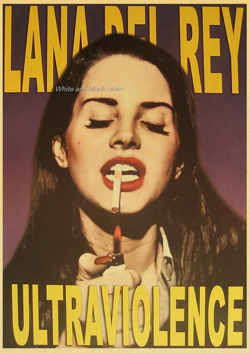 Classic Lana Del Rey Singer Retro poster Kraft Posters Custom Decoration Room Bar Wall Sticker Pictorial