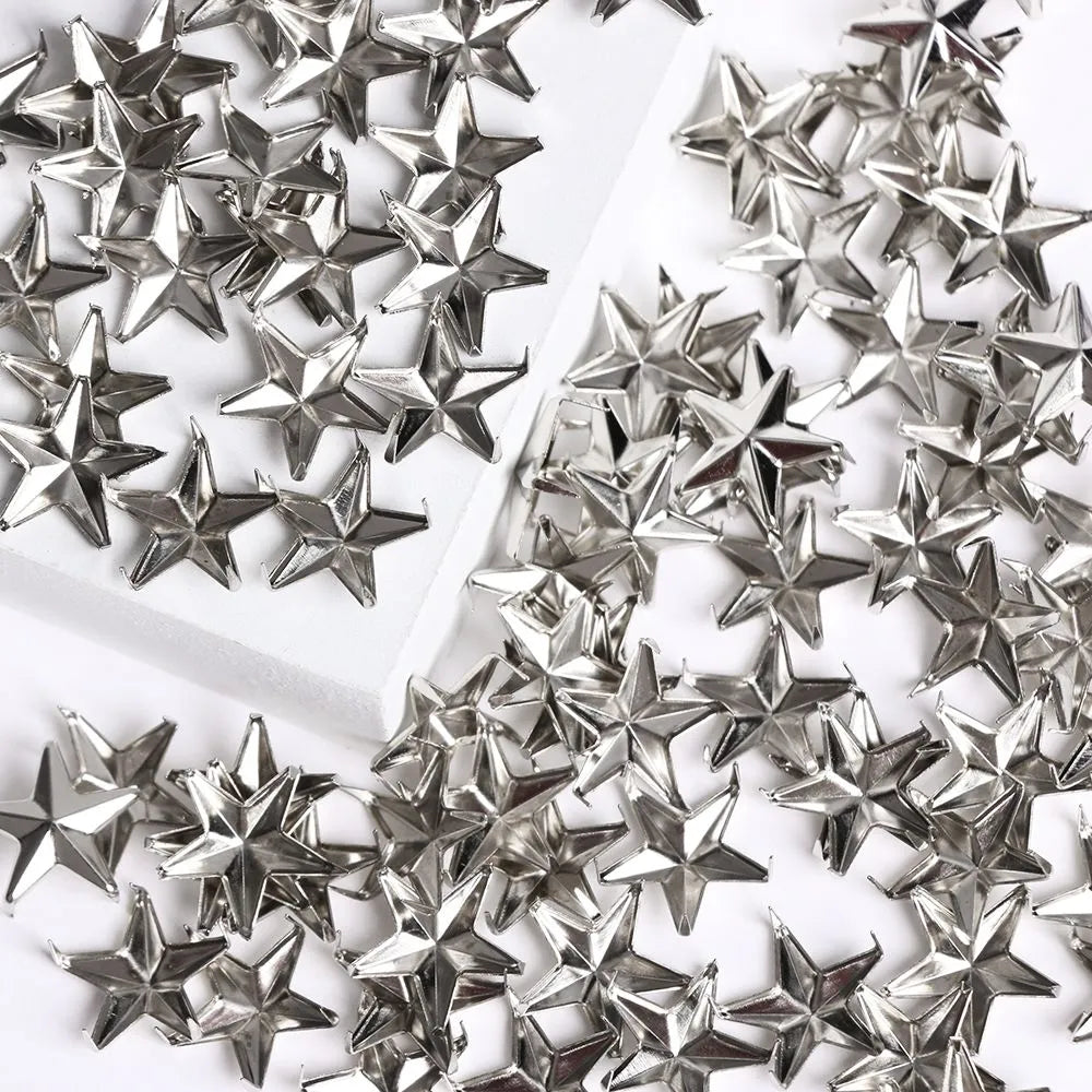 100pcs Garment Rock Punk Clothing Accessories Sewing Decoration Studs Spikes Star Rivets Spots Nailhead Leather Craft