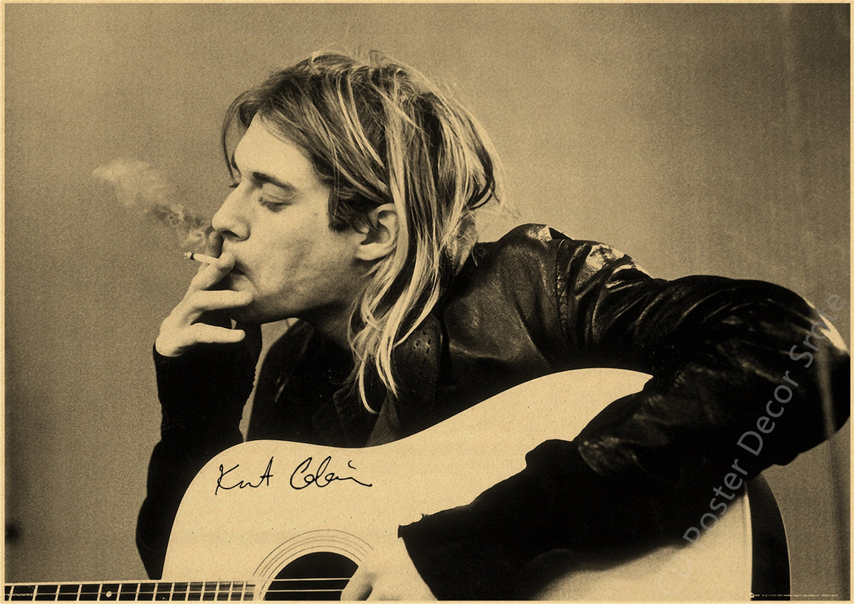 Singer Kurt Cobain Retro Poster Kraft Paper Prints and Posters DIY Vintage Home Room Bar Cafe Decor Aesthetic Art Wall Painting