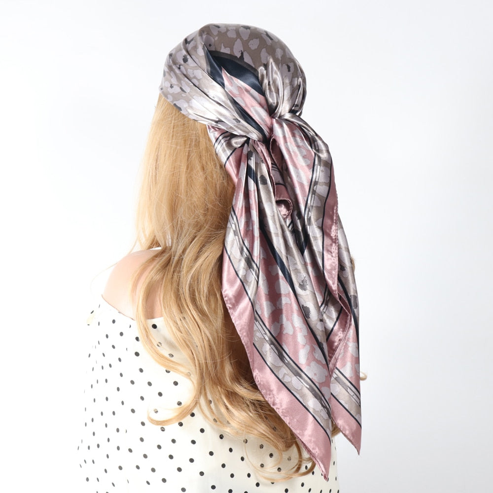 Silk Scarf Scarftop Headwraps For Women Vintage Four Seasons Hair Scarve 90*90cm Hijab Foulard Iuxe Bandana Femme Headscarf