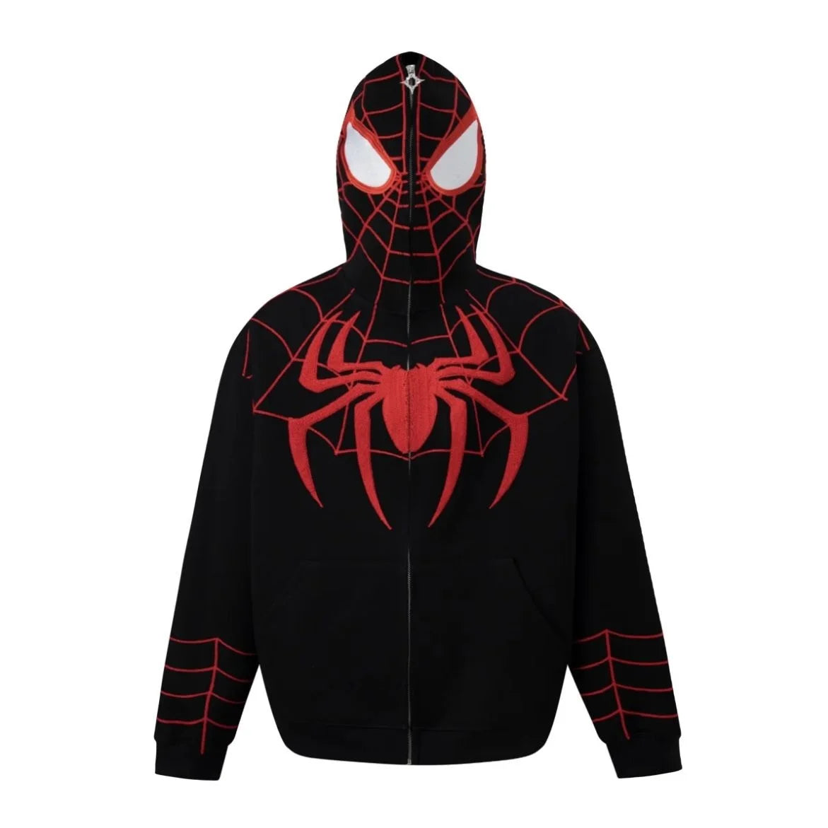 Spider Man Embroidery Design Inspired Zipper Hooded Sweater for Man and Women INS Korean Teens Student Loose Oversize Hoodies