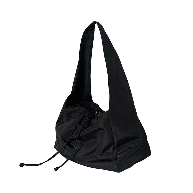 Bolso de mujer Cubo de nylon Cremallera sólida Bolso de hombro SUAVE Monederos y bolsos Bolso de mano negro de diseñador de lujo