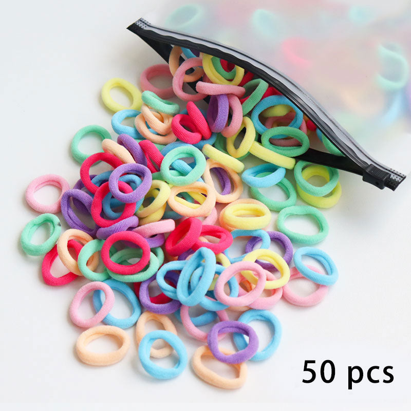 50/100 Stück Kinder Elastische Haarbänder Mädchen Süßigkeiten Scrunchie Gummiband für Kinder Haargummis Clips Stirnband Baby Haarschmuck