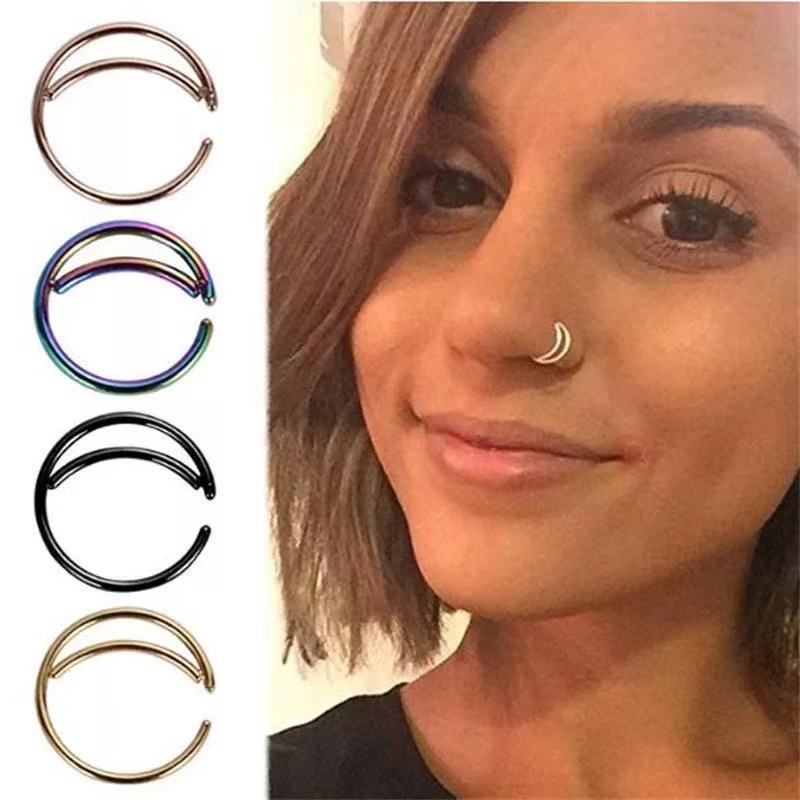 1PC Stainless Steel Nose Rings Studs Moon Shape Nose Piercing Septum Hoop Ear Cartilage Helix Piercing Women Body Jewelry Gift