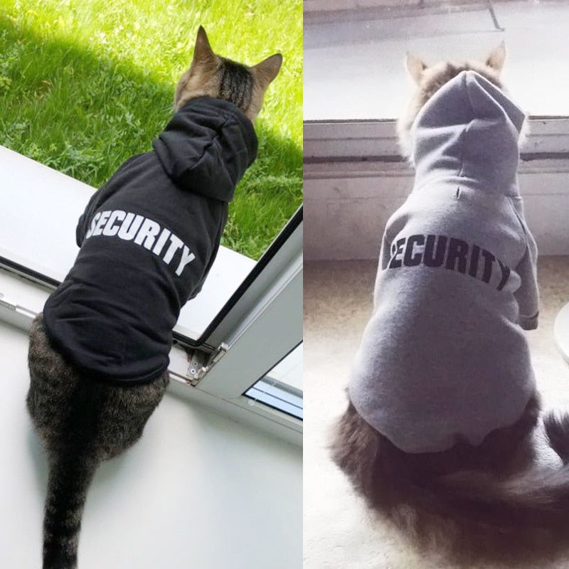 Security Cat Clothes Pet Cat Coats Jacket Hoodies For Cats Outfit Warm