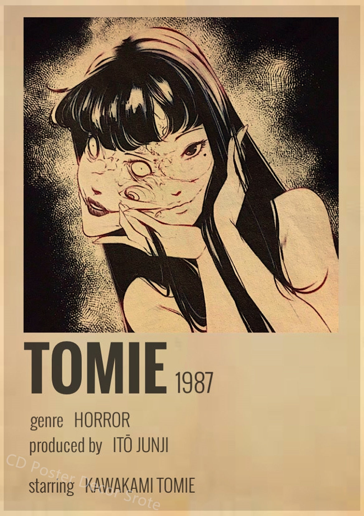 Classic Anime Junji Ito Retro Poster Kraft Paper Tomie Posters DIY Vintage Home Room Bar Cafe Decor Aesthetic Art Wall Painting
