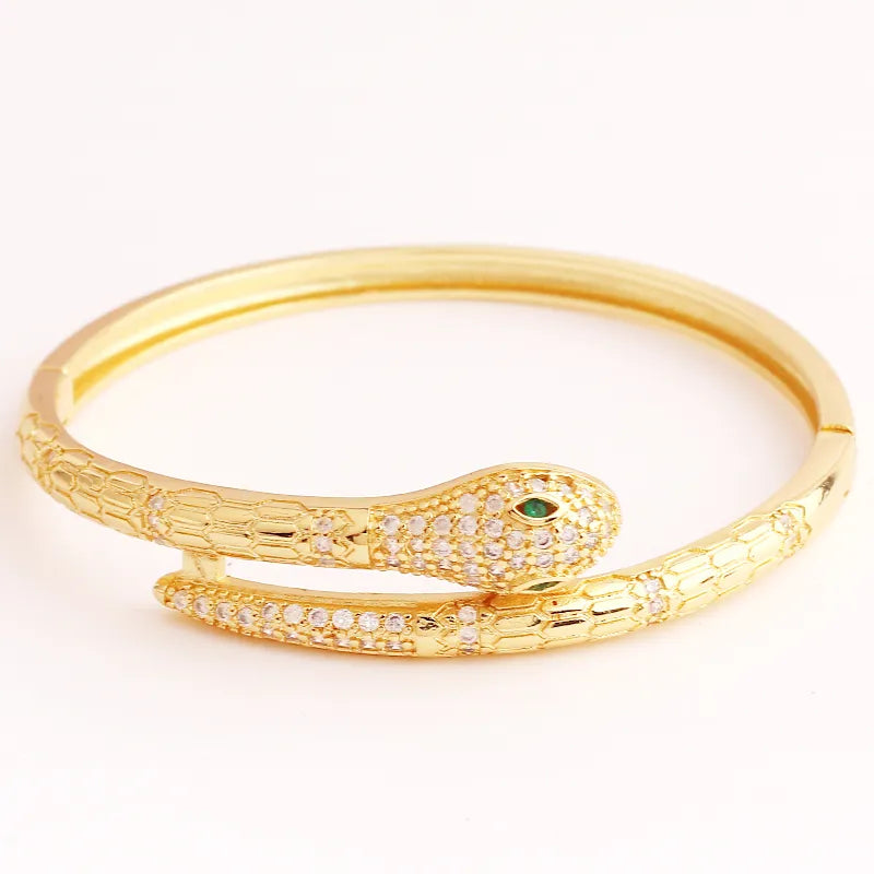 Mix Style Top Quality Copper Zircon Snake Cuff Bangle Adjustable Fashion Party Wedding Jewelry Lucky Bohemia Gift For Women