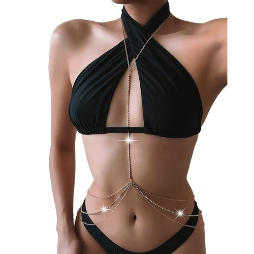 Sexy Body Chains for Women Rhinestone Bikini Chest Bra Chains Body
