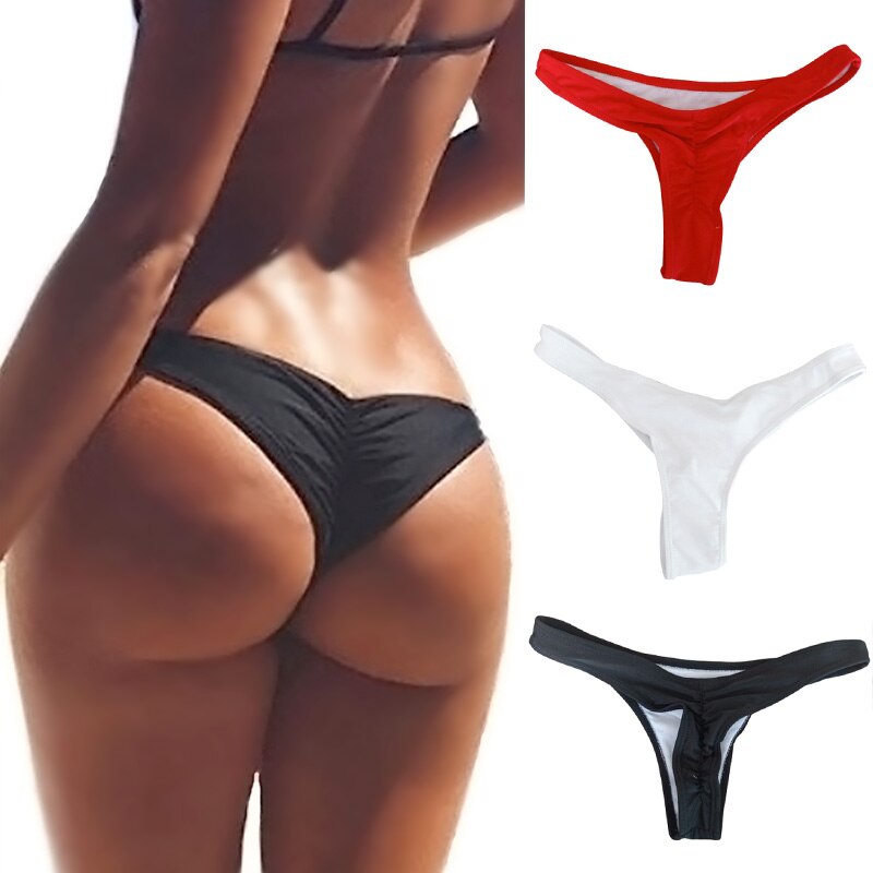 Traje de baño sexy Calzoncillos de mujer Bikini Parte inferior Lazos laterales Tanga brasileña