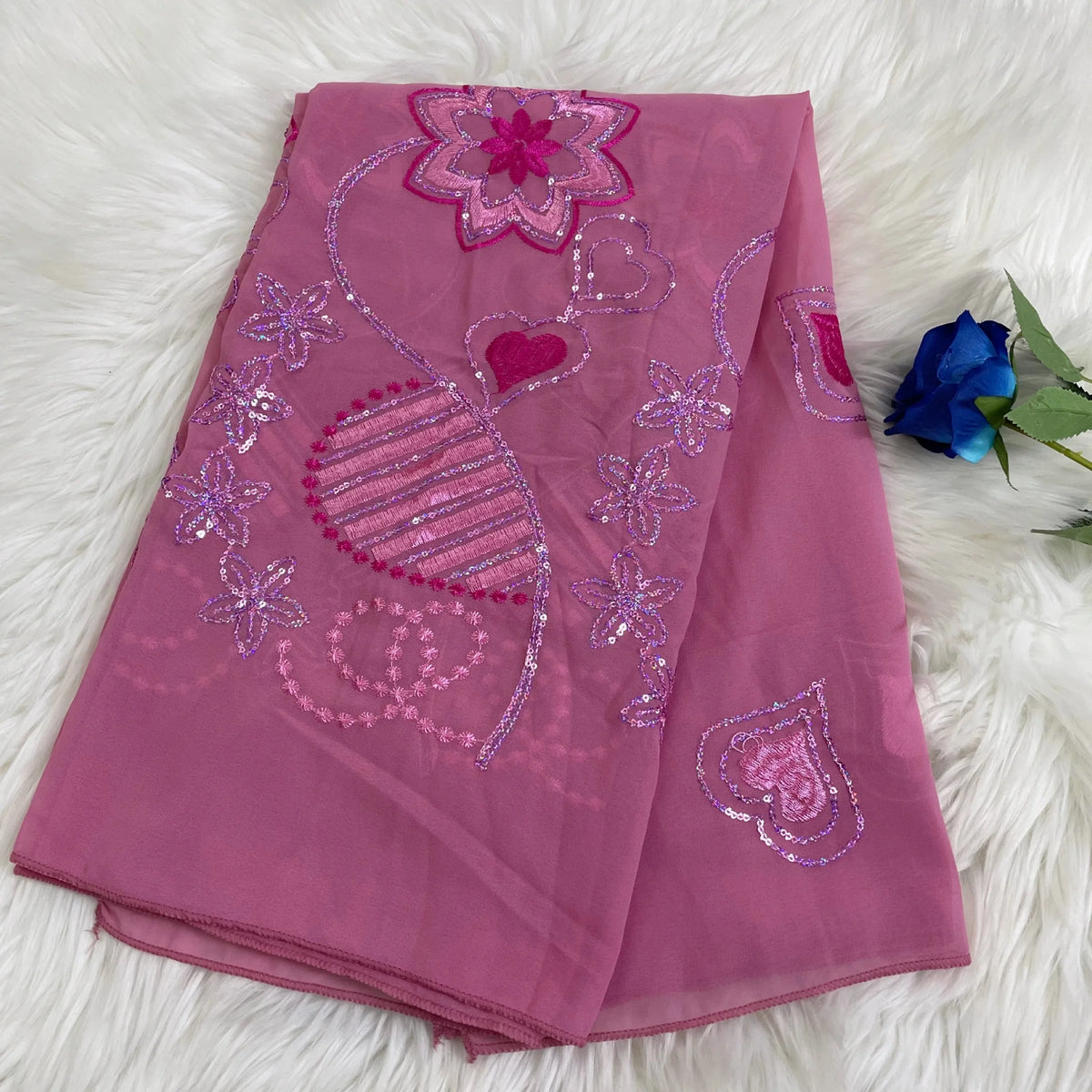 2024 Latest African Women Ramadan Scarf Soft Fabric Dubai Isalmic Sequin Embroidery Chiffon Hijab  Spring Shawls Wraps