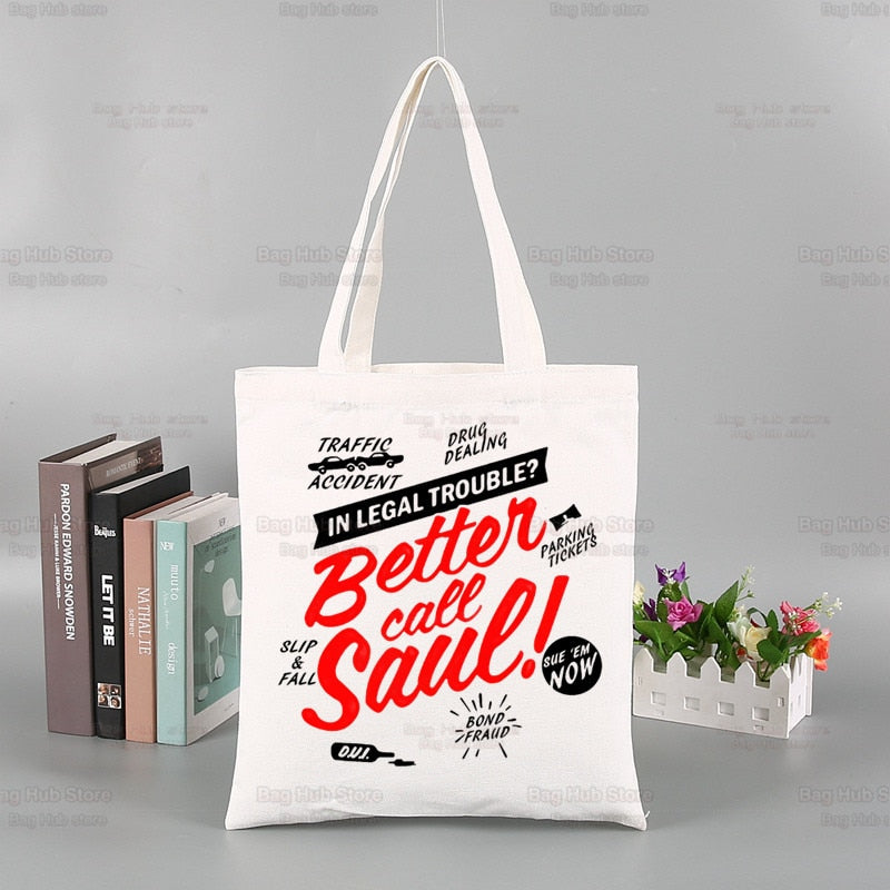 Better Call Saul Shopper Bags Shopping Bag Tote Bag TV Show Breaking Shoulder Bag Canvas Bags Large Capacity College Handbag