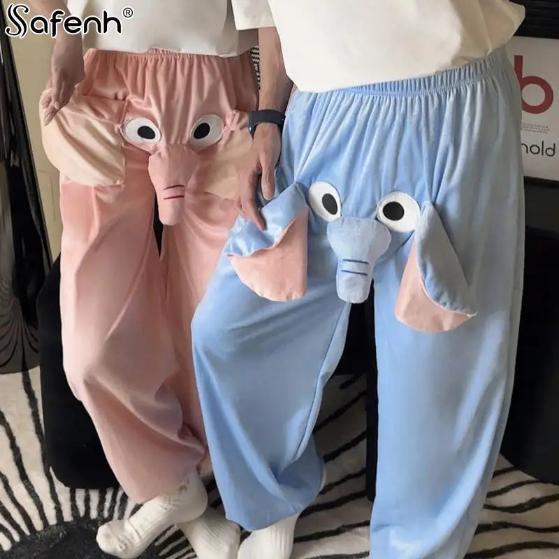 Women Pants Autumn Winter Funny And Cute Couple Pajama Pants With A Ringing Elephant Trunk S,M,L,XL  anime streetwear pantalon