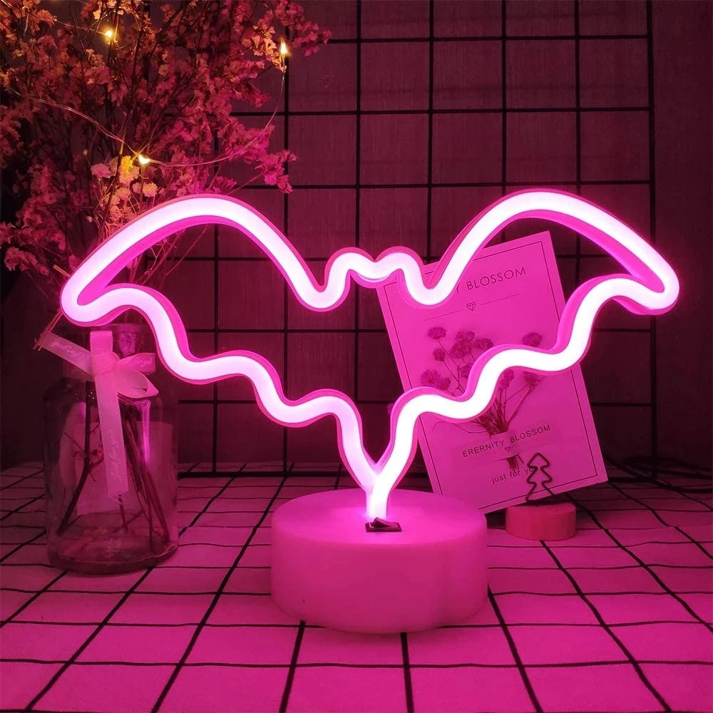Neon Light Sign LED Night Light Flamingo Unicorn Cactus Lamp Battery Powered for Bedroom Table Home Wedding Christmas Decoration