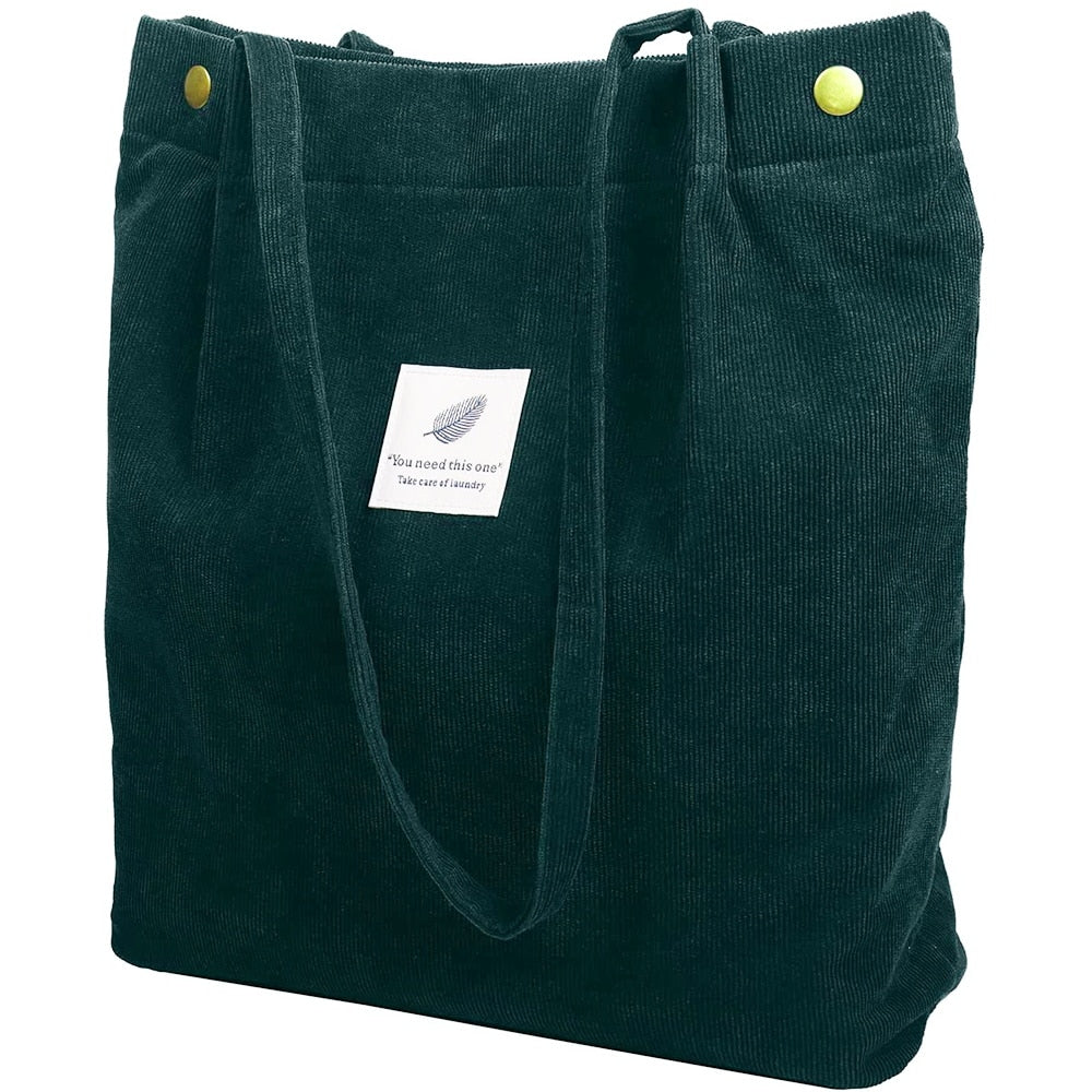 Damen Cord Einkaufstasche Mädchen Segeltuch Stoff Umhängetasche Umweltaufbewahrung Handtasche Wiederverwendbare faltbare Öko-Einkaufstaschen