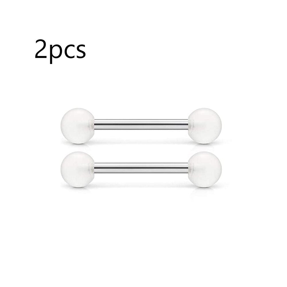 2PCS 316L Stainless Steel Nipple Barbell Rings Heart Nipple Shields Piercing Jewelry