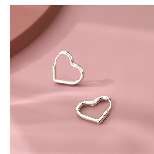 Heart Ear Piercing Cuff Earrings | Heart Dangle Earrings Silver -
