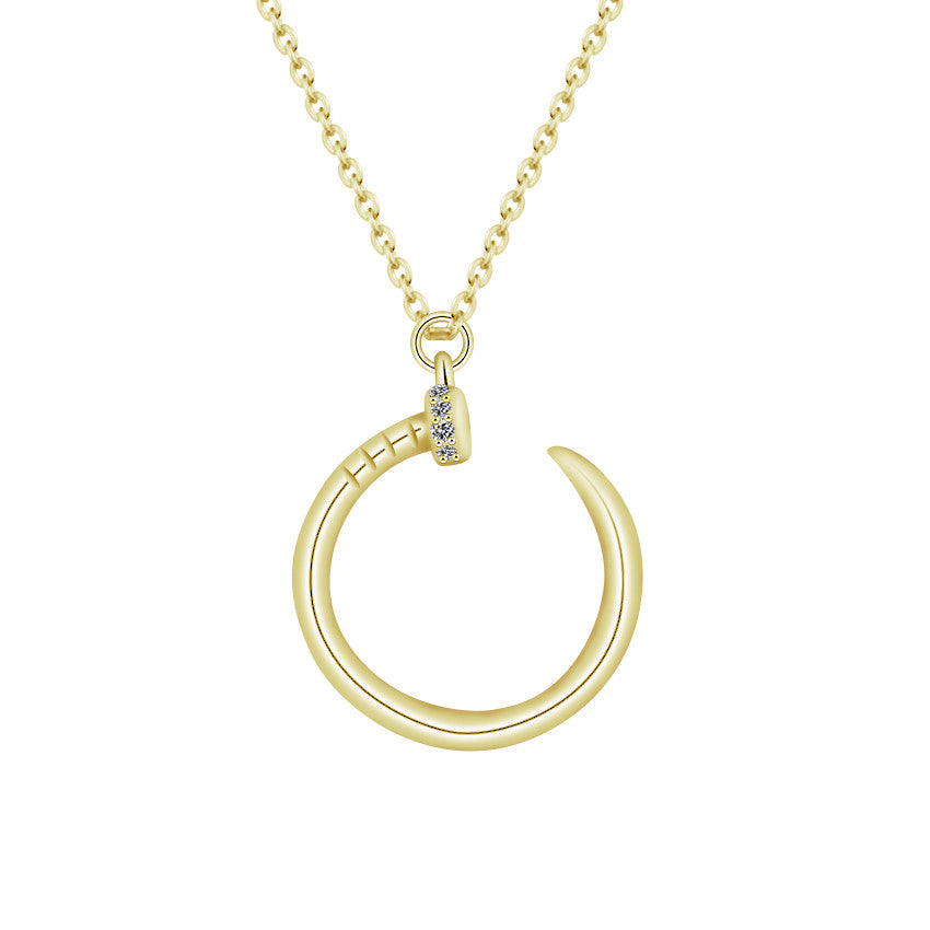 Simple Modern Nails Necklace Pendant Gold Filled