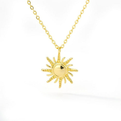 Simple Sun Flower Pendant Necklace Gold Stainless Steel Necklace For