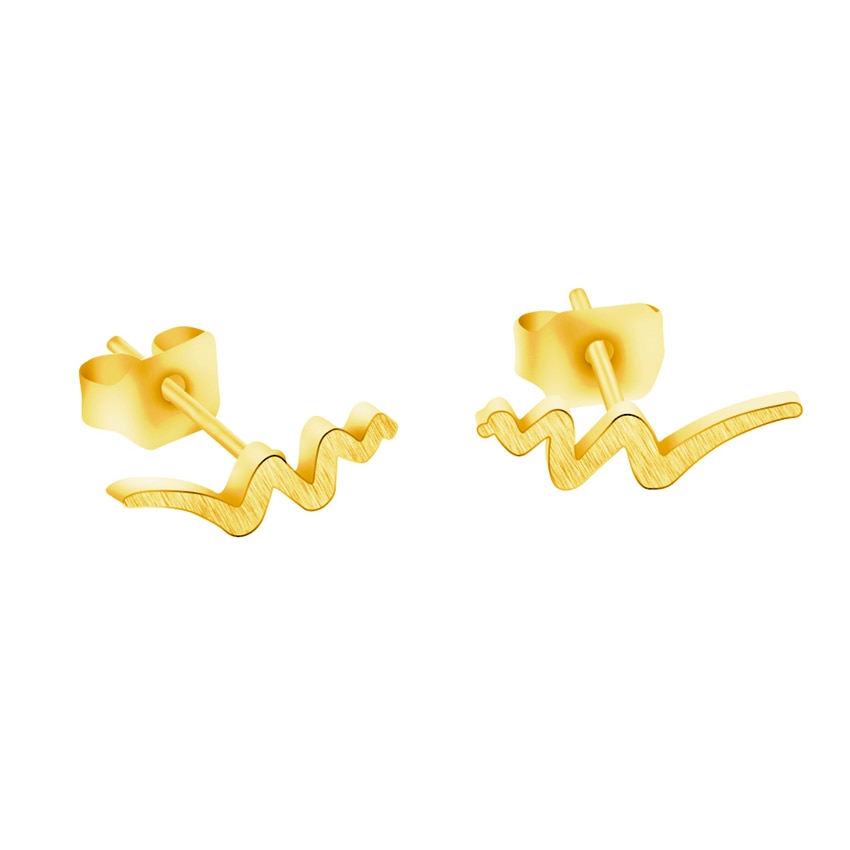 Simple Tiny Wave Stud Earrings For Women Stainless