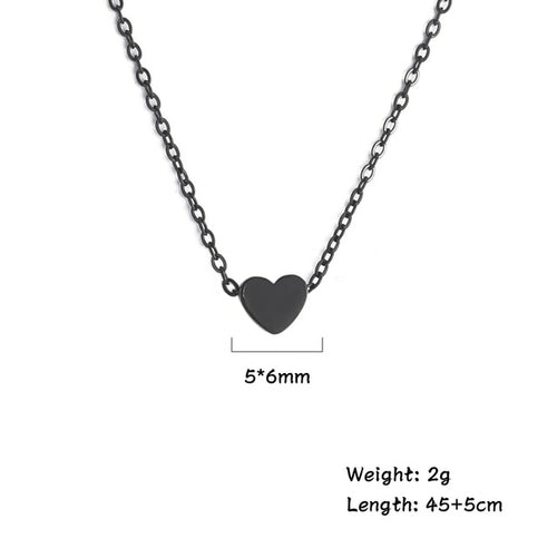 Skyrim Mini Black Heart Pendant Necklace For Women Girls Stainless