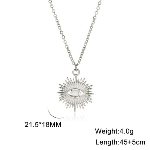 Skyrim In Boho Sun Star Pendant Necklace for Women Stainless Steel