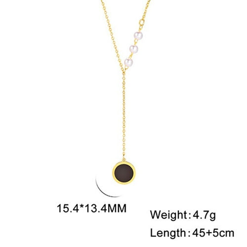 Skyrim Stainless Steel Minimalist Black Round Necklaces For Women