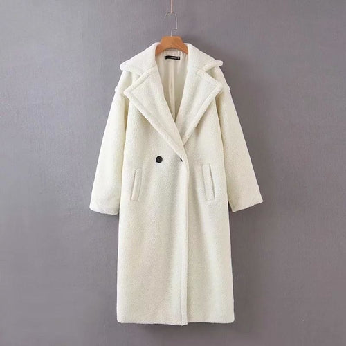 Solid Color Faux Fur Soft Long Teddy Basic Overcoat