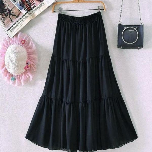 Chiffon-Röcke für Damen, Vintage-Stil, hohe Taille, elastisch
