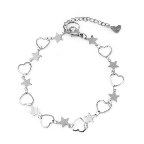 Stainless Steel Anklet Bracelet For Women Metal Chain Love Heart Charm