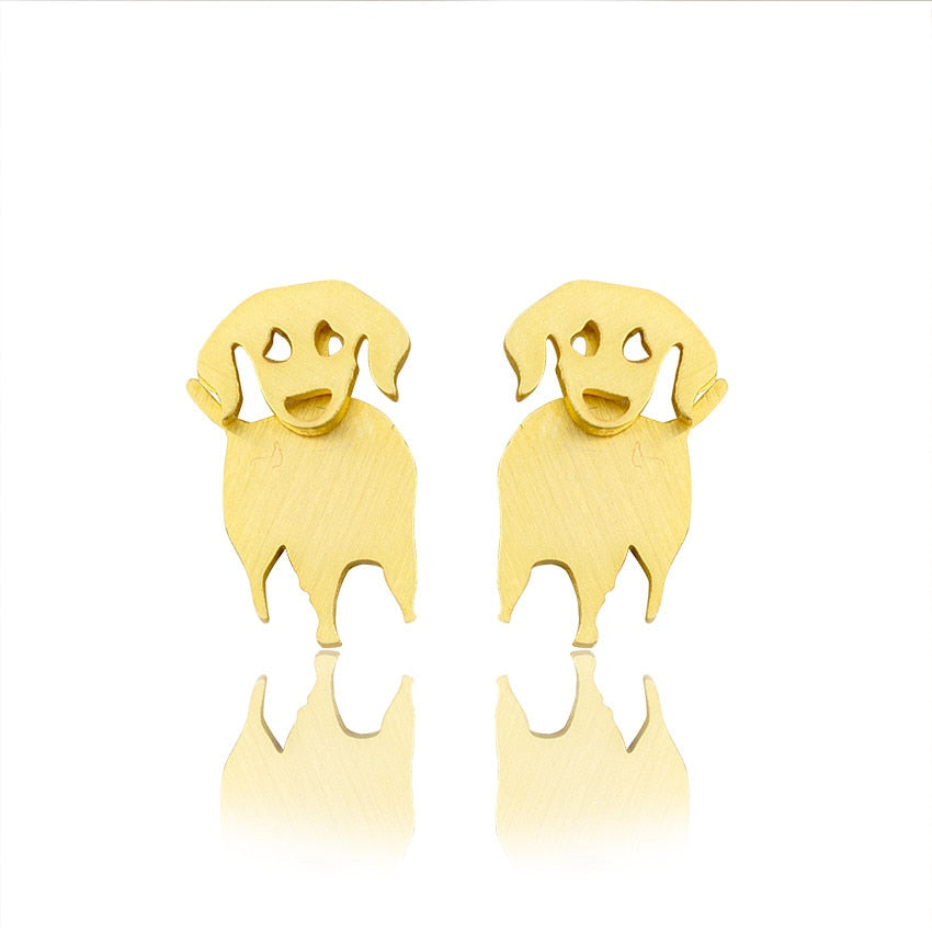 Stainless Steel Poodle Dog Tiny Studs Earrings