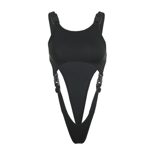 Summer New Cut Out Strap Bodysuit With Buckle Off