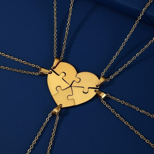 Teamer Kombinations-Herz-Puzzle-Anhänger-Halskette für Frauen und Mädchen 