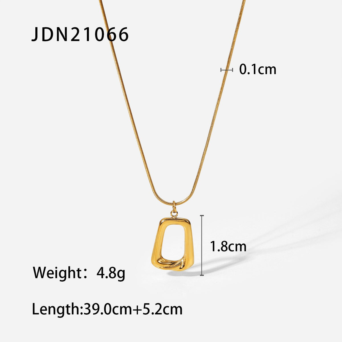 Vintage Stainless Steel trapezoid Shape Necklace Women 18K Gold Plated Hollow Square Pendant Necklace for Girls