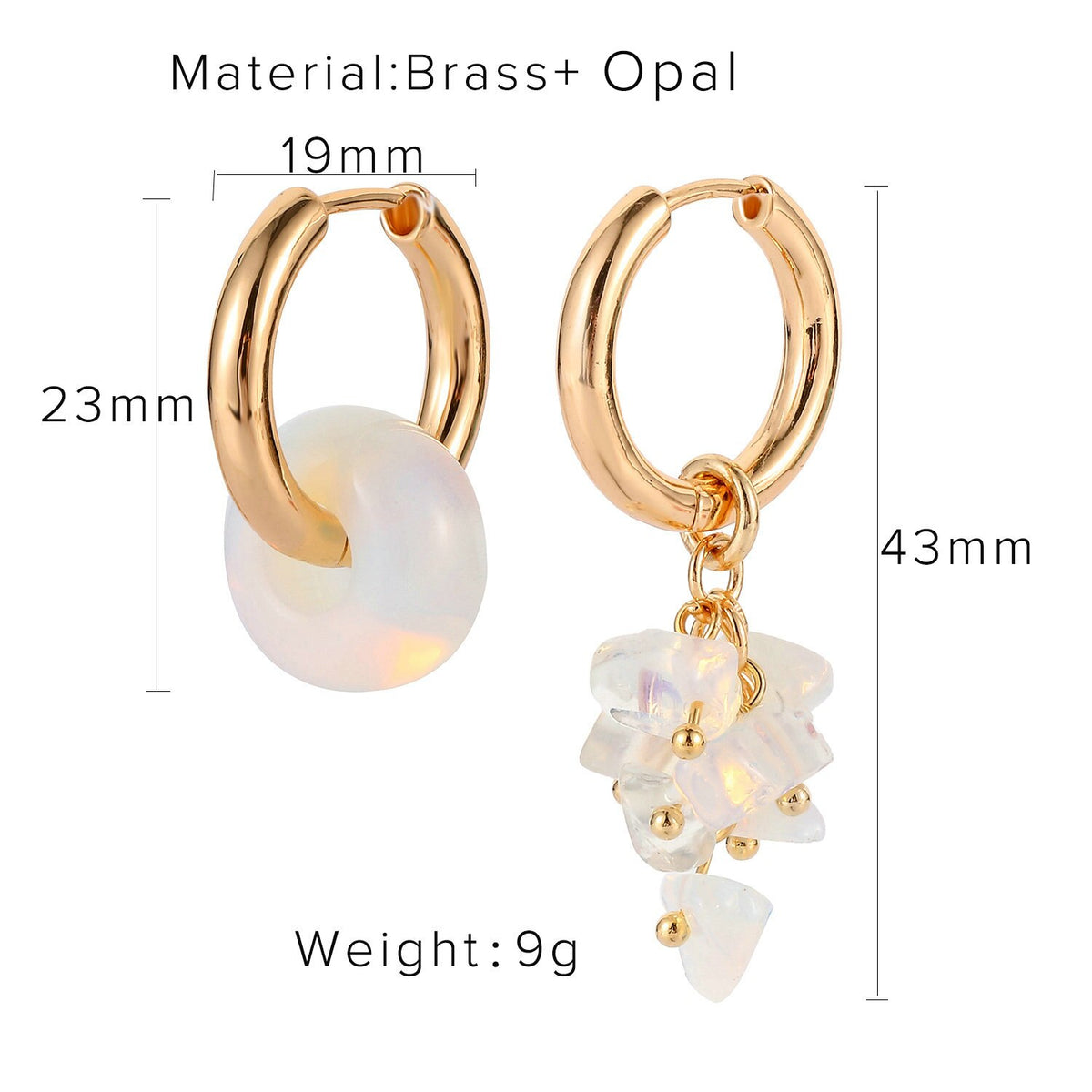 Jewelry Natural Stone Beads Hoop Earrings For Women Colorful Butterfly Heart Dangle Earrings Gold For Women