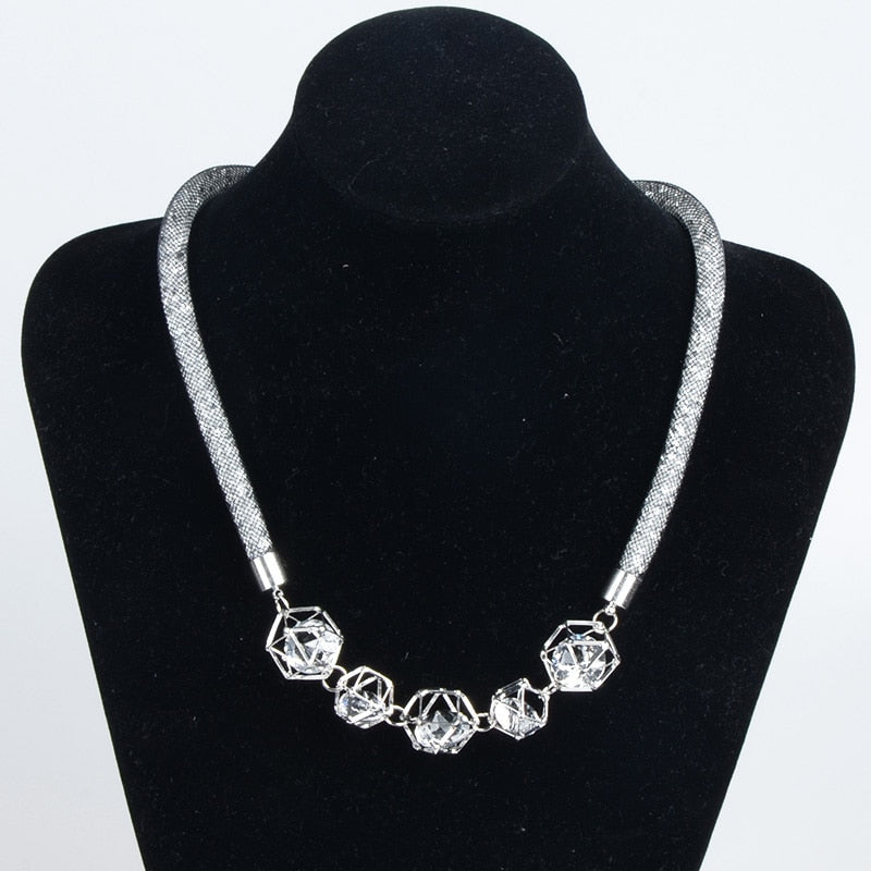 3 Stile Kristall Anhänger Halskette Mesh Choker Statement Lätzchen Halskette für Frauen Schmuck