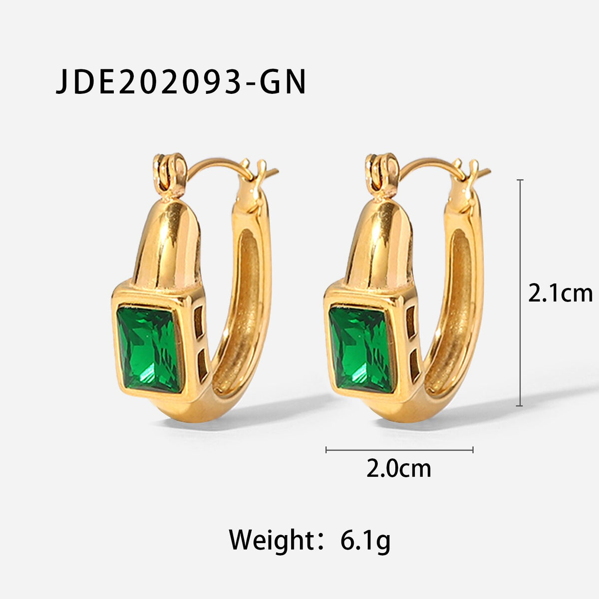 Stainless Steel Cubic Zirconia Drop Dangle Charms Earrings 18kGold-Plated Green Necklaces For Women Jewelry